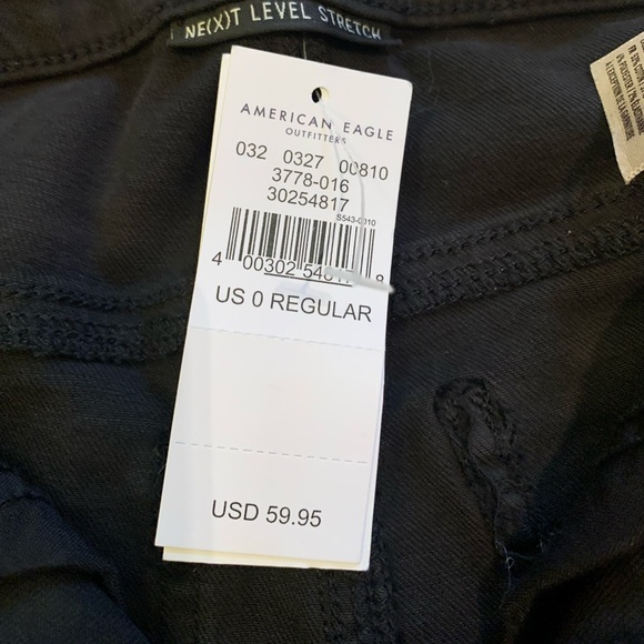 NWT! American Eagle Super Hi-Rise Distressed Denim Jegging 
Black Size 0 - Picture 3 of 13